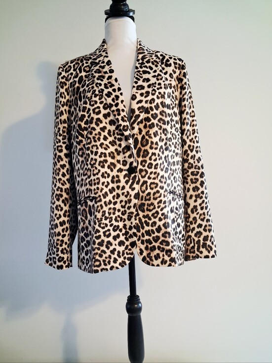 Laundry By Shelli Segal Jackets & Blazers - Leopard Print Blazer Jacket - Beige & Black Size 14